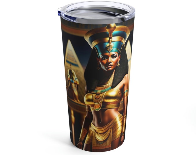 20oz Tumbler with Queen Nefertiti Painting 10, Coffee Cup, Drink Cup, Black Art, Tea, Office Mug, Gifts for Her, Espresso Cup, Arts -Gifts