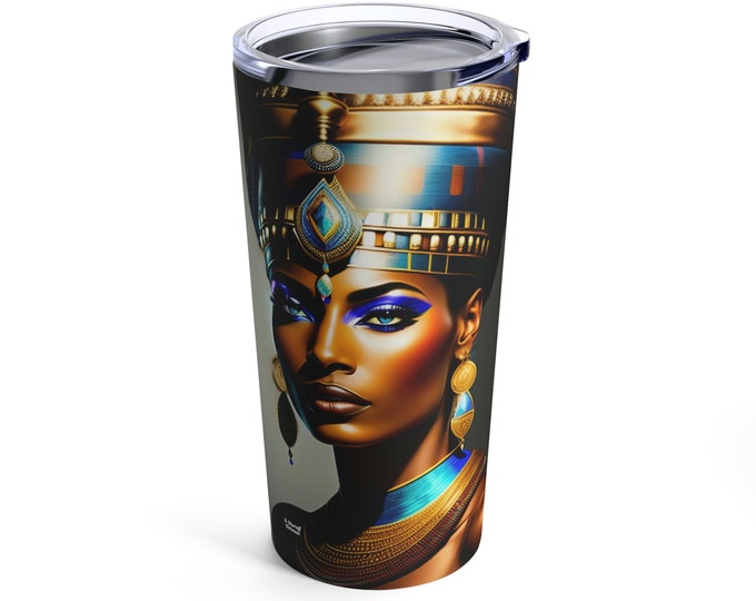 20oz Tumbler with Queen Nefertiti Painting 3, Coffee Cup, Drinkware, Black Art, Tea, Office Mug, Gifts for Her, Espresso Cup, Arts -Gifts