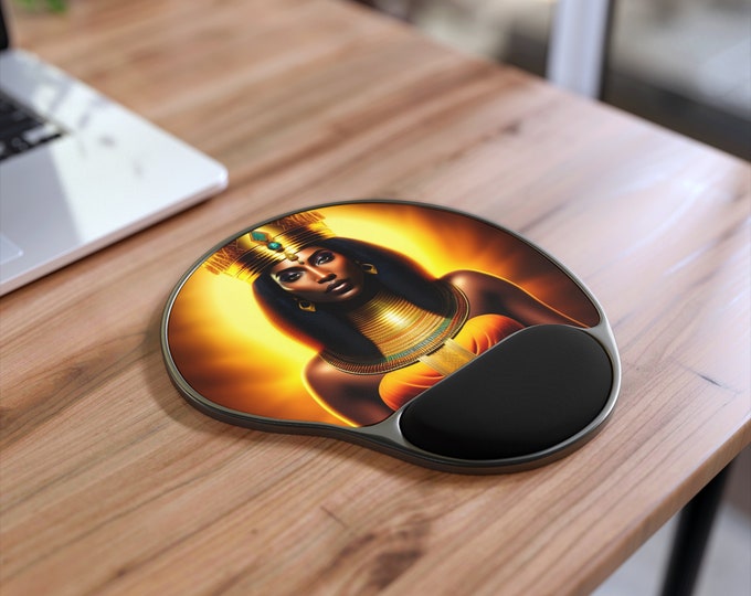 Ergonomic Mouse Pad with Goddess Isis Painting 27, School Gifts, Computer Mousepad, Desktop Mat, New Job Gift, Afrocentric Art, Black Art