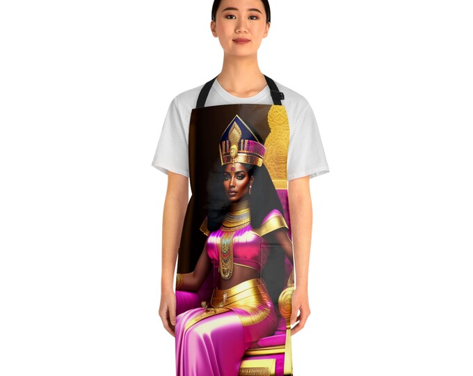 Apron with Egyptian Queen Cleopatra Painting 12, Afrocentric Apron, Baking, Chef Gifts, Pottery Apron, Pampered Chef, Gift for Black Chef