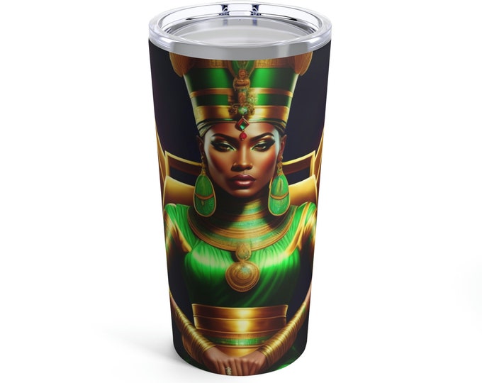 20oz Tumbler with Queen Nefertiti Painting 2, Coffee Cup, Drinkware, Black Art, Tea, Office Mug, Gifts for Her, Espresso Cup, Arts -Gifts