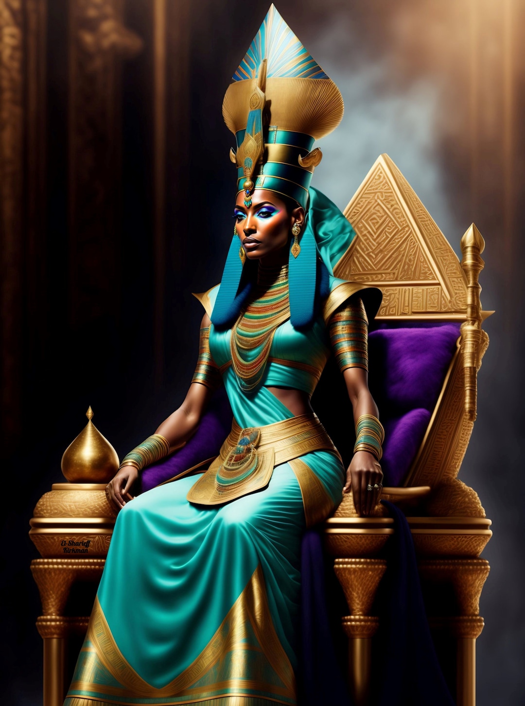 Egyptian Queen Nefertiti Paintings Set Wall Art Set of 3 Modern Wall