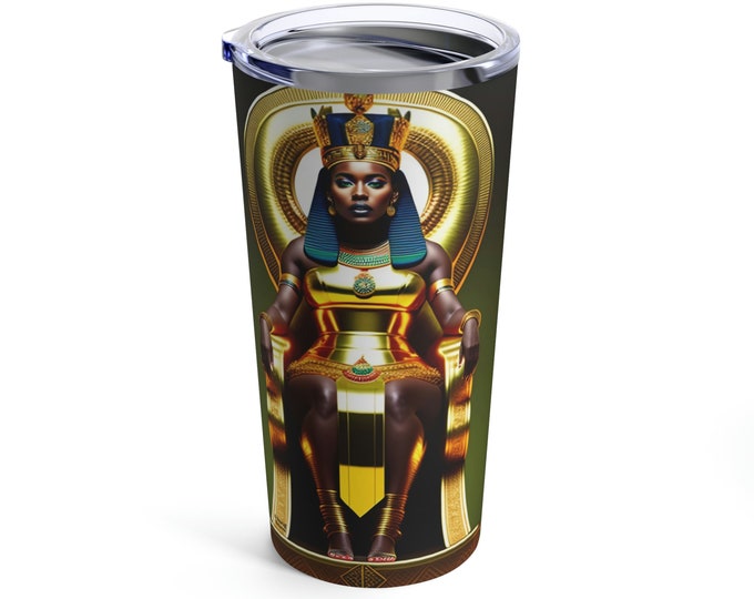 20oz Tumbler with Queen Nefertiti Painting 4, Coffee Cup, Drinkware, Black Art, Tea, Office Mug, Gifts for Her, Espresso Cup, Arts -Gifts