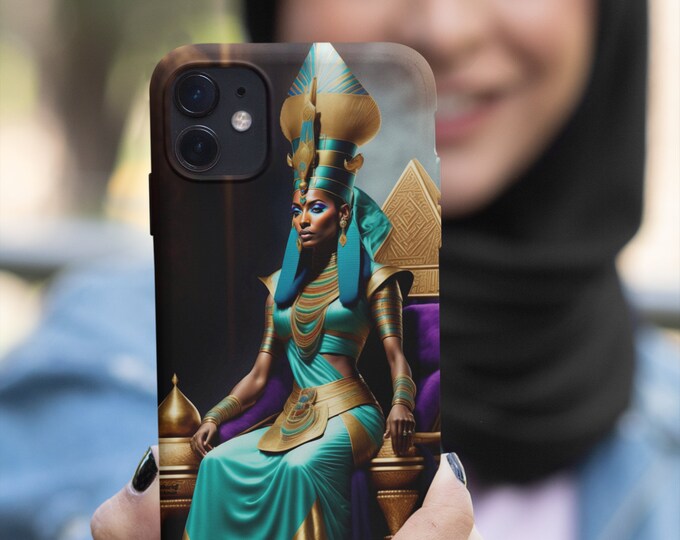 Cell Phone Case with Queen Nefertiti Painting 16, Trendy Phone Case, iPhone Case, Phone Back Cover, Phone Accessory, Black Art, Arts -Gifts