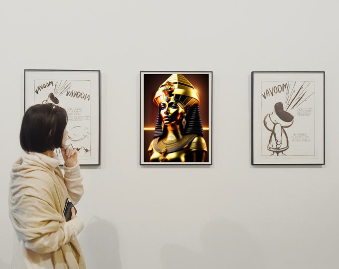 Egyptian Goddess Isis Statue Painting 1 | Black Woman Art | Black Décor | Woman Wall Art | Woman Illustration | Fashion Art | Gift for Girl