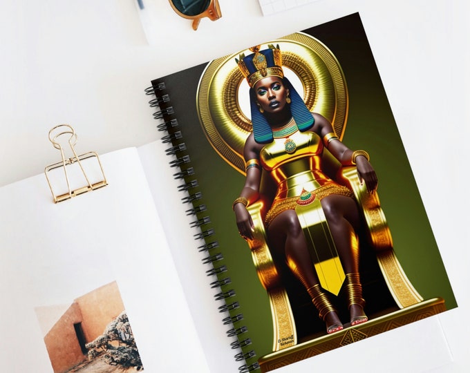 Spiral Notebook with Queen Nefertiti Painting 4, Lined Notebook, Spiral, Journals and Notebooks, Black Women Art, African Art, Egyptian Art