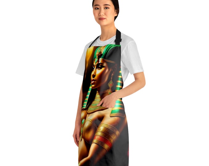 Apron with Egyptian Queen Cleopatra Painting 37, Afrocentric Apron, Cooking Apron, Artist, Gardening, Pampered Chef, Gift for Black Chef