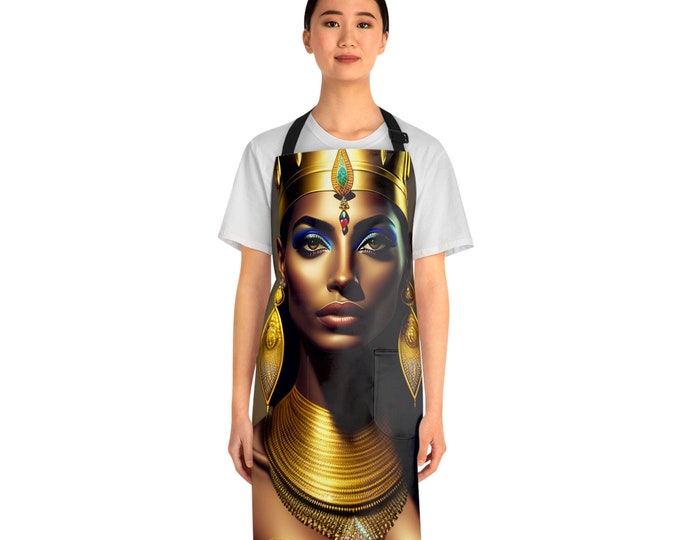 Apron with Egyptian Queen Nefertiti Painting 8, Apron with Pockets, Cooking Apron, Chef, BBQ Apron, Pottery Apronn, Artist, Black Woman