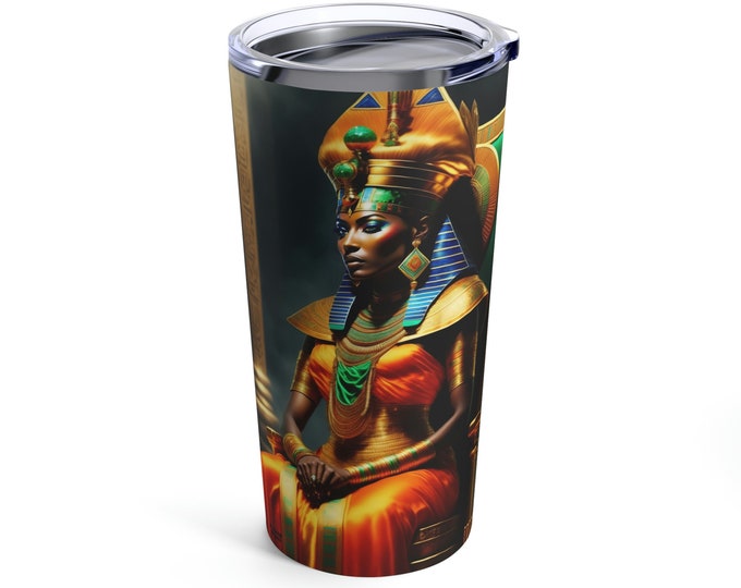 20oz Tumbler with Queen Nefertiti Painting 6, Coffee Cup, Drinkware, Black Art, Tea, Office Mug, Gifts for Her, Espresso Cup, Arts -Gifts