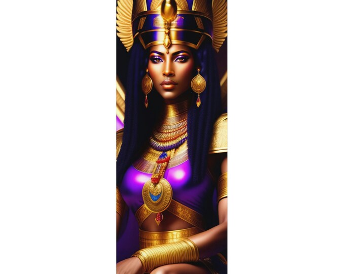 Egyptian Queen Cleopatra Yoga Mat 8, Thick Yoga Mat, Pilates, Fitness, Exercise, Anti Skid, Naturally Rubber, African Art, Black Artwork