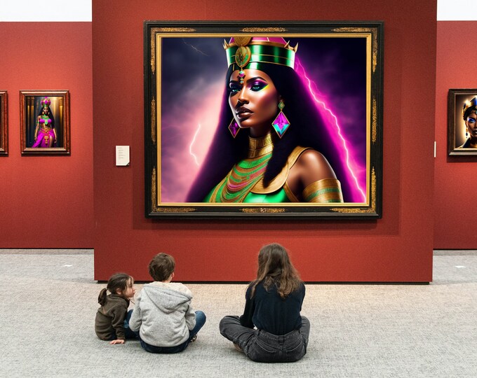 Egyptian Goddess Maat Painting 2 | Modern Art | Dine Room Décor | Black Girl Magic | Afro Fashion Girl | Self Love Designs | Girl Power
