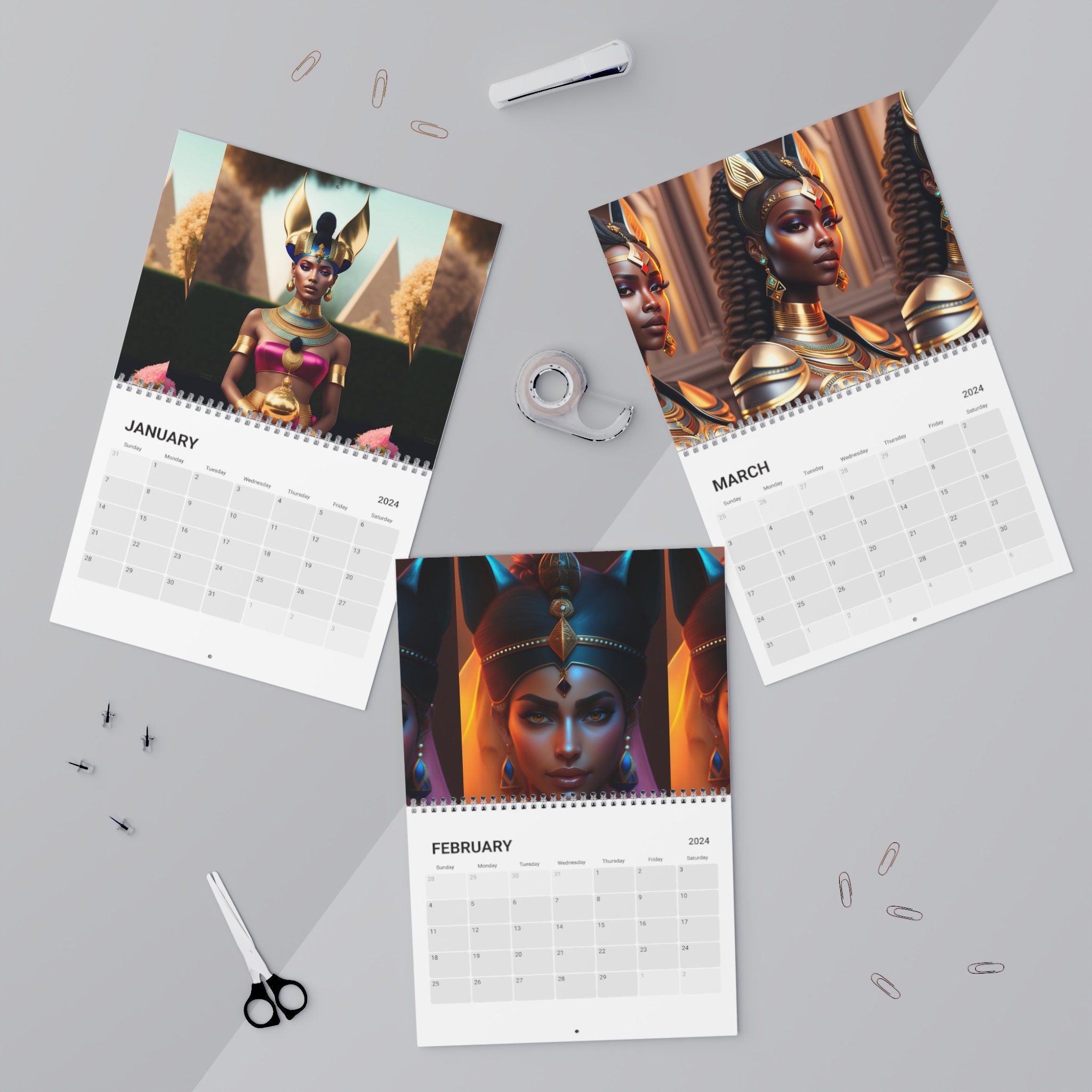 Egyptian Goddess 2024 Calendar, Monthly Calendar, 2024 Planner, 2024