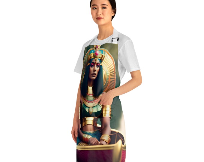 Apron with Egyptian Queen Nefertiti Painting 36, Apron with Pockets, Cooking Apron, Chef, BBQ Apron, Pottery Apronn, Artist, Black Queen