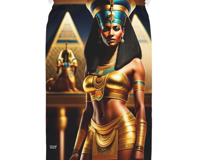 Christmas Santa Sack Bag with Queen Nefertiti Painting 10, Bag for Presents, Gift Bags, Velour Fabric, African Woman, Black Artist Painting