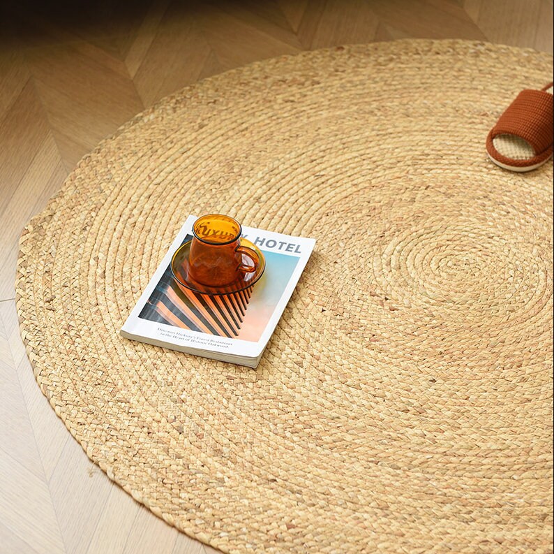 Handmade Rattan Woven Cattail Mat Floor Mats Round Water Reed Etsy