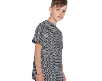 Kids "Chainmail" Pattern Sports Jersey: Active Play Polyester Tee
