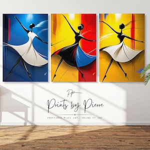 The Dancers Series | Abstract Art, Dance Art, Minimalist Art, Printable Wall Art, Dancing Print, Colorful Artwork, Instant Digital Download