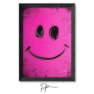 Pink Smiley Gesicht Print: Pop Wand Kunst (Digitaler Download)