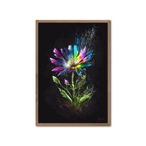 Wildflower on black 2 - Digital Art Print, AI Generated, Watercolor Botanical Print, Wall Art, Digital Download, Home Decor, Printable