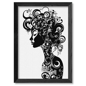 Abstract Woman Art Print: Black and White Elegant Lady (Digital Download)