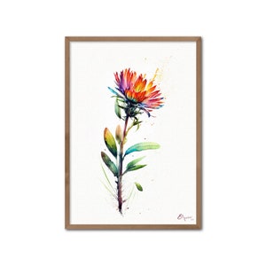 Wildflower on White 1 - Digital Art Print, AI Generated, Watercolor Botanical Print, Wall Art, Digital Download, Home Decor, Printable