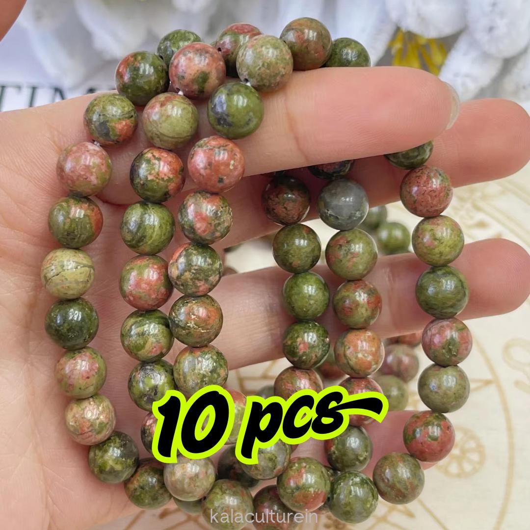 Bulk Unakite Crystal Bracelets (10-Pack) - Healing & Growth - Wholesale Unakite Bracelets - 10 Piece Lot for Balance 8 mm
