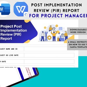 Project Post Implementation Review Report Template | Editable Word & Canva Format