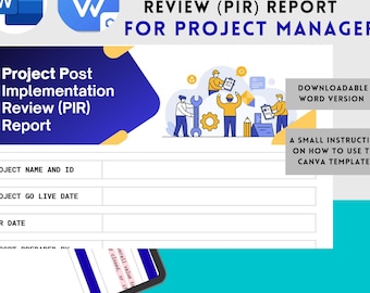 Project Post Implementation Review Report Template | Editable Word & Canva Format