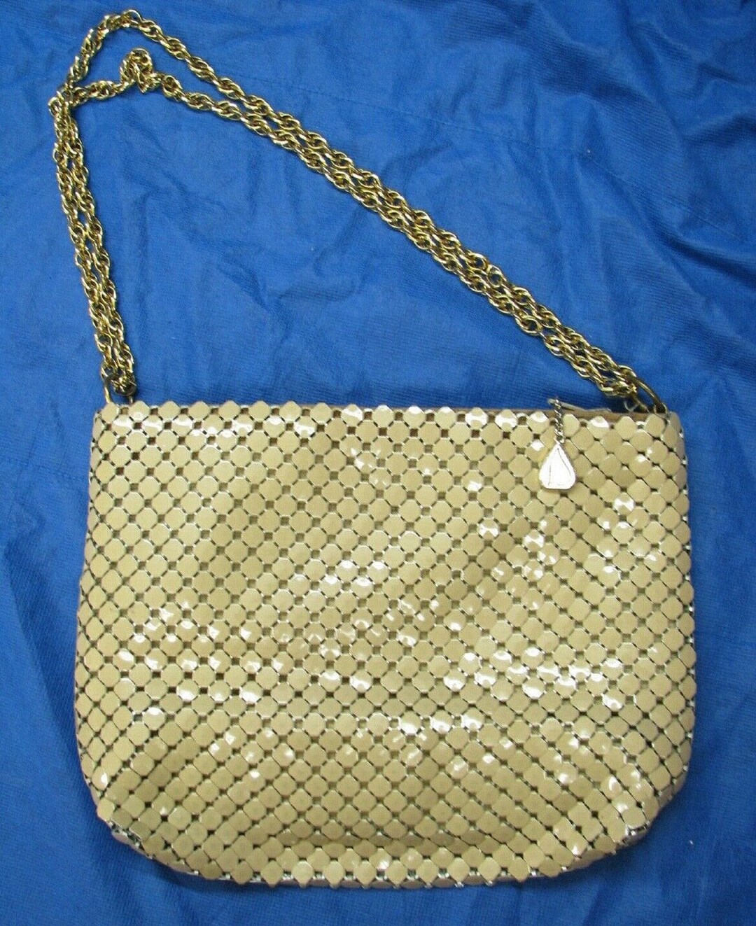 White Cream Beige Metal Mesh Purse Shoulder Bag Old Chain Etsy