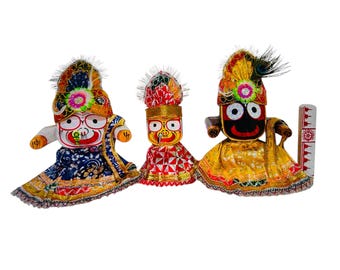 Idolo di Jagannath fatto a mano da Puri / Statua del Dio indù in legno Lord Jagannath Murti / Festival di rathaytra/auto "Regalo spirituale"! DHL innanzitutto