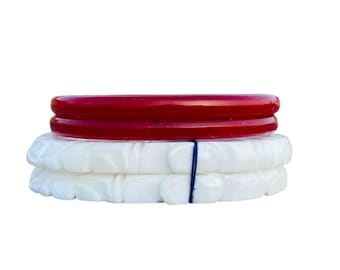 Lot de 4 Orginal Simple Thin avec rouge uni Pola !! Bracelets, Sakhapola, jonc rouge et blanc, shakha bengoli, pola en cuivre, jonc pour mariée hindoue, noa