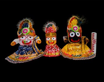 Jagannath Idol With Dress, Neem Wood Krishna Statue, Puri Temple Art