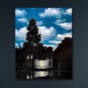 René Magritte Night Sky House , Rene Magritte Canvas Wall Art, Rene Magritte Poster The Empire of Light Print,Surrealism Christmas Gift