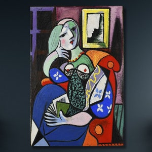 Woman With Book by Picasso Canvas Paintings On the Wall Art Posters And Prints Surrealism Canvas Picasso Canvas Print Picasso Art Rare Print