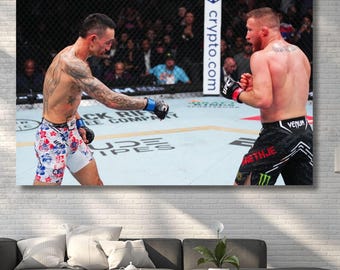 Max Holloway KO of Justin Gaethje UFC Wall Art,Max Holloway Poster,Gym Wall Decor,Fitness Art,UFC Poster,Kick Box Poster Mother's day gift