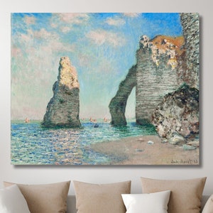 Los acantilados de Étretat (1885) de Claude Monet, lienzo, arte mural, lienzo de Monet, póster, diseño de Monet, regalo de Navidad