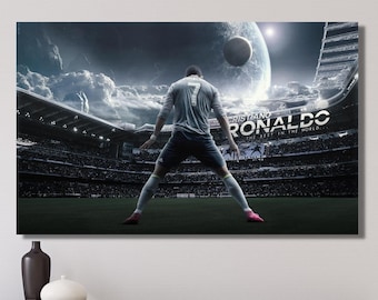 Cristiano Ronaldo Canvas Wall Art,Cristiano Ronaldo Poster,Kids Gift,Ronaldo Canvas Print,Man Cave Decor,Gift For Kids,Game Room Wall Art