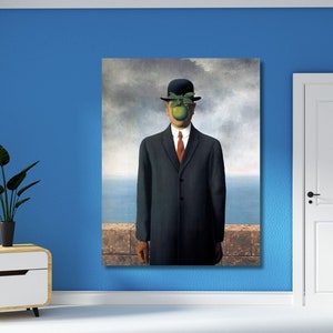 René Magritte The Son of Man (1964), Rene Magritte Canvas Wall Art, Rene Magritte Poster The Son of a Man Poster Surrealism Home Decor Art