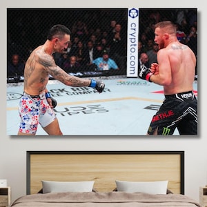 マックス・ホロウェイによるジャスティン・ゲイジーのKO UFCウォールアート、マックス・ホロウェイのポスター、ジムの壁飾り、フィットネスアート、UFCポスター、キックボクシングポスター、クリスマスギフト