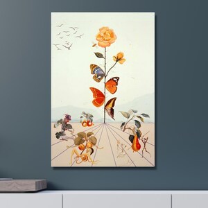 Salvador Dali Exhibition Poster, Salvador Dali Fleurs 1948 Print, Dali Flowers Poster, Wildflower Print, Surrealism art,Salvador Dali CANVAS