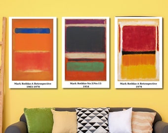 Mark Rothko 3er Set Wandkunst, Mark Rothko Drucke, Mark Rothko Druck, Abstrakter Kunstdruck, Rothko Reproduktion Poster, minimalistische Kunst