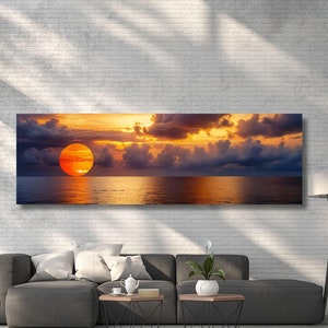 Panoramic Sunrise Wood Wall Art Above Bed Decor Canvas Wooden Long Sunshine Bedroom Wall hanging setting sun rising sun Christmas Gift