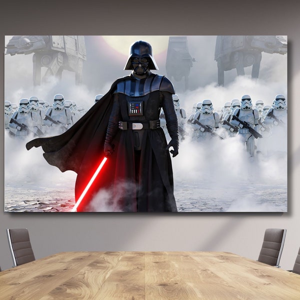 Darth Vader Print Art,Darth Vader Poster,Starwars Darth Vader Print on Canvas,Anakin Poster,Midnight Starwars Print Art, Vader,Ready To Hang