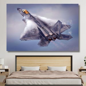 Fighter Jets Canvas Or Poster, F-22 Raptor Wall Art, Aircraft Wall Print,F22 Figther Printing,Vintage Wall Art, F22 Canvas Christmas Gift