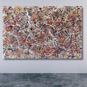 Jackson Pollock Print, Extra Large Canvas Wall Art Pollock Canvas Wall Art Abstract Wall Home and Pollock Convergence Valentine&#39;s day Gift