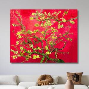 Vincent Van Gogh Reproduction Red The Blossoming Almond Tree canvas Impressionism Modern Art Painting Flower Wall gift Idea Christmas Gift