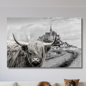 Scottish Highland Cattle Canvas Wall Art Cattle Poster Cattle Animal Wall Art Animal Canvas Print Animal Print Animal Artwork Cattle Print