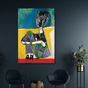 Pablo Picasso Canvas Wall Art, picasso Floral Portrait of Jacqueline, Pablo picasso canvas, picasso decor, picture wall art, picasso art,