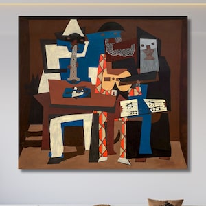 Pablo Picasso Print Vintage Pablo Picasso Three Musicians Big Canvas Wall Art Picasso Exhibition Poster Exhibition Artwork Christmas Gift