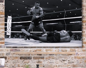 Mike Tyson Canvas Wall Art Poster Boxing Canvas Wall Art,Home Decor,Gym Mike Tyson Poster, Black and White, Vintage Photo, Christmas Gift